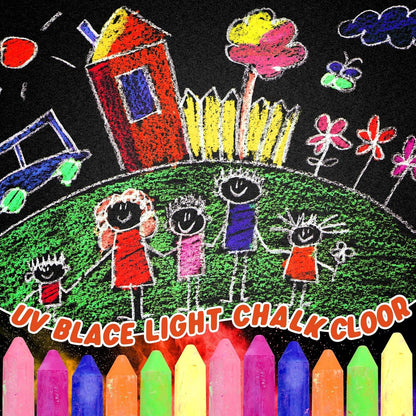 30 Pcs Glow in the Dark Chalk Under Blacklight, 6 Neon Colors Washable Dustless UV Sidewalk Chalk for Black Light Party Playground Chalkboard Birthday Gift and Outdoor Drawing (Crayon)
