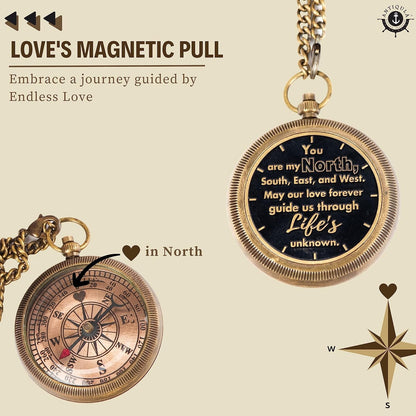 Brass Compass with Wooden Box - Graduation Gifts, Pirate Accessories & Baptism Gift For Boys, Steampunk Travel Decor Compasses For Missionary, Inspirational and Sentimental Compass