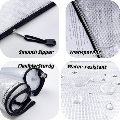 Oaimyy-A6(4.5"x 6.5",12 Pcs),Plastic Mesh Zipper Pouch Document Folders Bag Zip File Folders for School Office Supplies, Travel,Puzzles Games Organizing Storage-Black