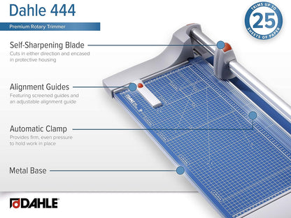 Dahle 444 Premium Rotary Trimmer, 26" Cut Length, 25 Sheet Capacity, Self-Sharpening, Automatic Clamp, German Engineered Paper Cutter