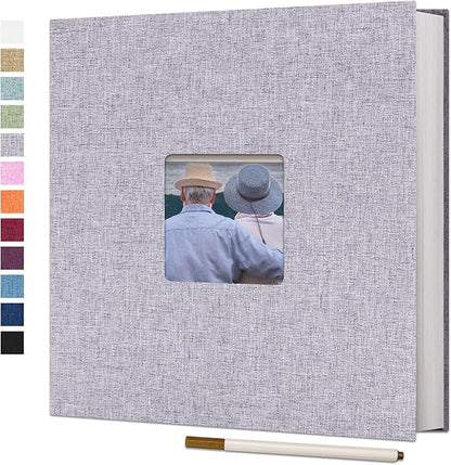 Vienrose Large Photo Album Self Adhesive for 4x6 8x10 10x12 Pictures Magnetic Scrapbook Album DIY 13" X 12.6" 60 Blank Pages with A Metallic Pen