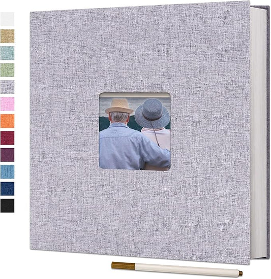 Vienrose Large Photo Album Self Adhesive for 4x6 8x10 10x12 Pictures Magnetic Scrapbook Album DIY 13" X 12.6" 60 Blank Pages with A Metallic Pen