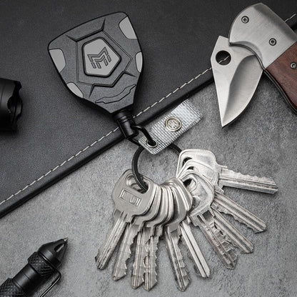 MNGARISTA Heavy Duty Retractable Keychain with Belt Clip, ID Badge Reel Key Chain, Badge Holder with 31.5' Steel Cord and Key Ring, 9.0oz, 4-Pack