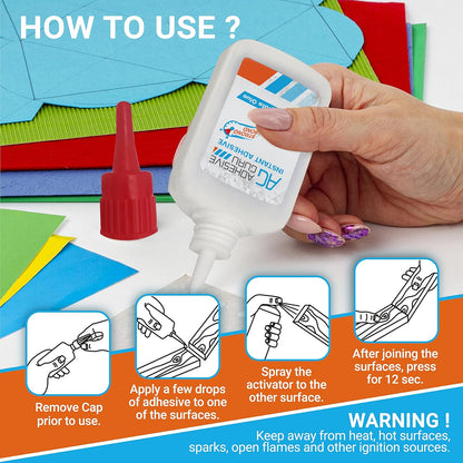 Adhesive Guru CA Glue with Activator Woodworking (2 x 0.9 oz - 2 x 3.38 fl oz) Ca Glue for Woodworking, Cyanoacrylate Glue and Activator (2 Pack)