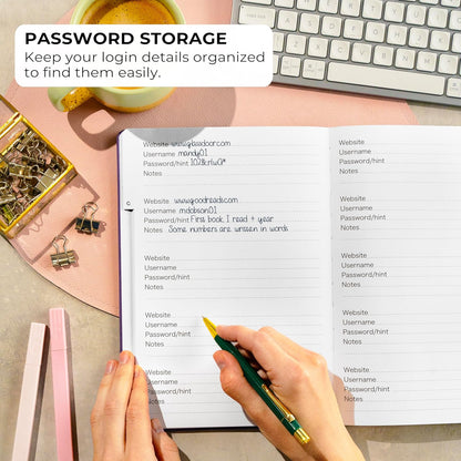 Clever Fox Password Book with alphabetical tabs. Internet Address Organizer Logbook. Large Password Keeper for Website Logins (Purple)