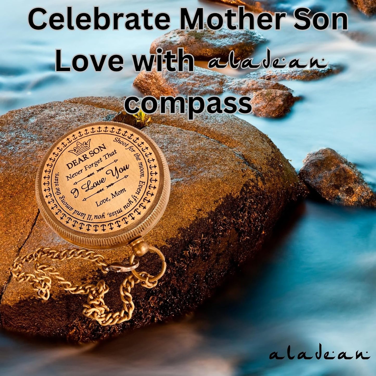 Gift for Son from Mom Dad | Engraved Compass 2" - Father to Son Gifts, Mom to Son Gifts for Graduation 2025, Birthday Baptism Confirmation Communion