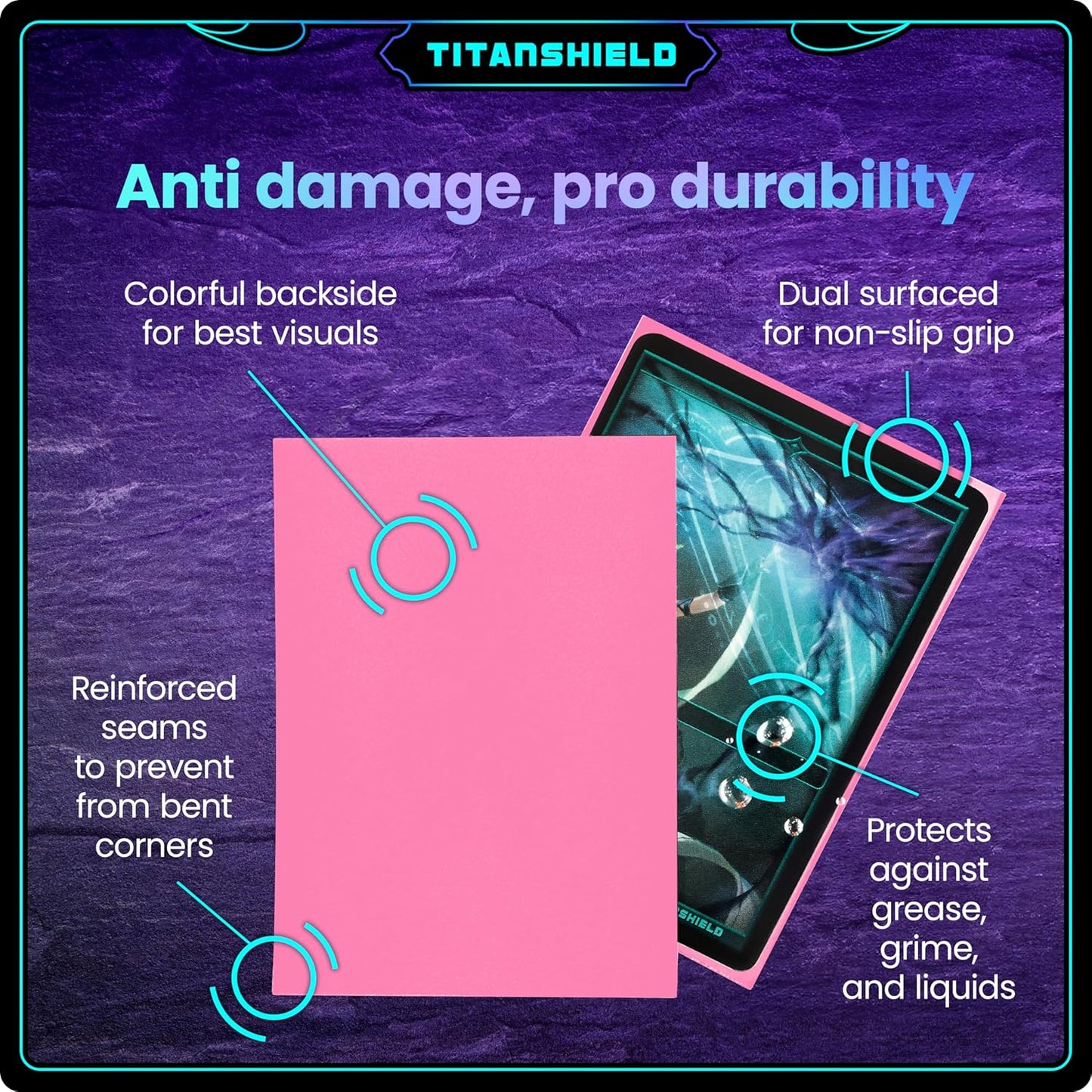 TitanShield (150 Sleeves/Bubblegum Pink) Standard Size Board Game Trading Card Sleeves Deck Protector for MTG, Dropmix