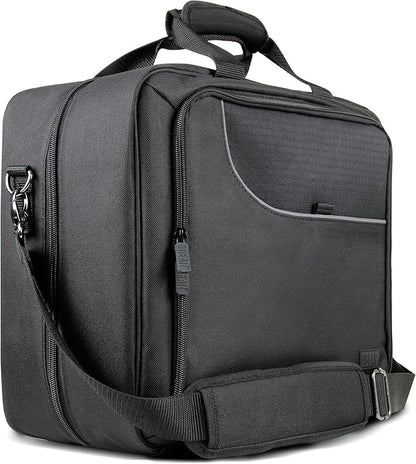 USA Gear Projector Carrying Case, Customizable Scratch Resistant Interior, HDMI Projector Bag Compatible with Epson, Benq and More Bluetooth (15 x 12 x 3 inches) - Black