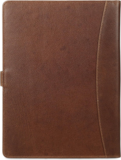 KomalC Leather Portfolio Folder with Button Closure | Business Padfolio for Professionals | Vintage Full-Grain Leather Organizer with Legal Pad Holder, Card Slots & Document Pockets