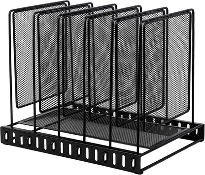 EASEPRES 5 Section Vertical Metal Mesh Desk File Organizer, Spacing Adjustable Upright Desktop Paper Mail Document Magazine Sorter Folder Holder for Workspace Office School Home, Black