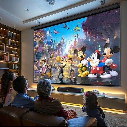 94" Motorized Projector Screen, Electric 4:3 Projector Screen with Remote Control, Indoor/Outdoor HD Movie Screen, Wall/Ceiling Mounted, Perfect for Home Office Theater TV, White