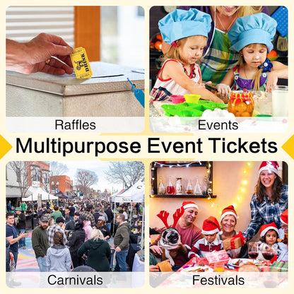ESSENTIAL 1000 Raffle Tickets Rolls, Drink Tickets Single Roll for Events, Leisure, Movie Watching, Entertainment, Class Reward & Prizes (Yellow - 5 Color Selection)