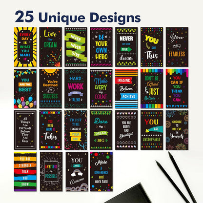 50 PCS Motivational Magnets, 25 Designs Inspirational Magnets Positive Affirmation Decals for Kids, Adults, Fridge (2' x 3.5')