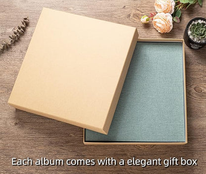 Super Large Photo Album Self Adhesive Scrapbook Album for 4×6 5×7 8×10 10×12 or Bigger Pictures DIY Magnetic Linen Cover Album 80Sheets/160Pages DIY Photo Album(Green)