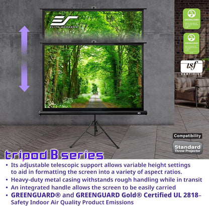 Elite Screens Tripod B, 85-INCH 1:1, Lightweight Pull Up Foldable Stand, Manual, Movie Home Theater Projector Screen, 4K / 8K Ultra HDR 3D Ready, 2-YEAR WARRANTY, T85SB