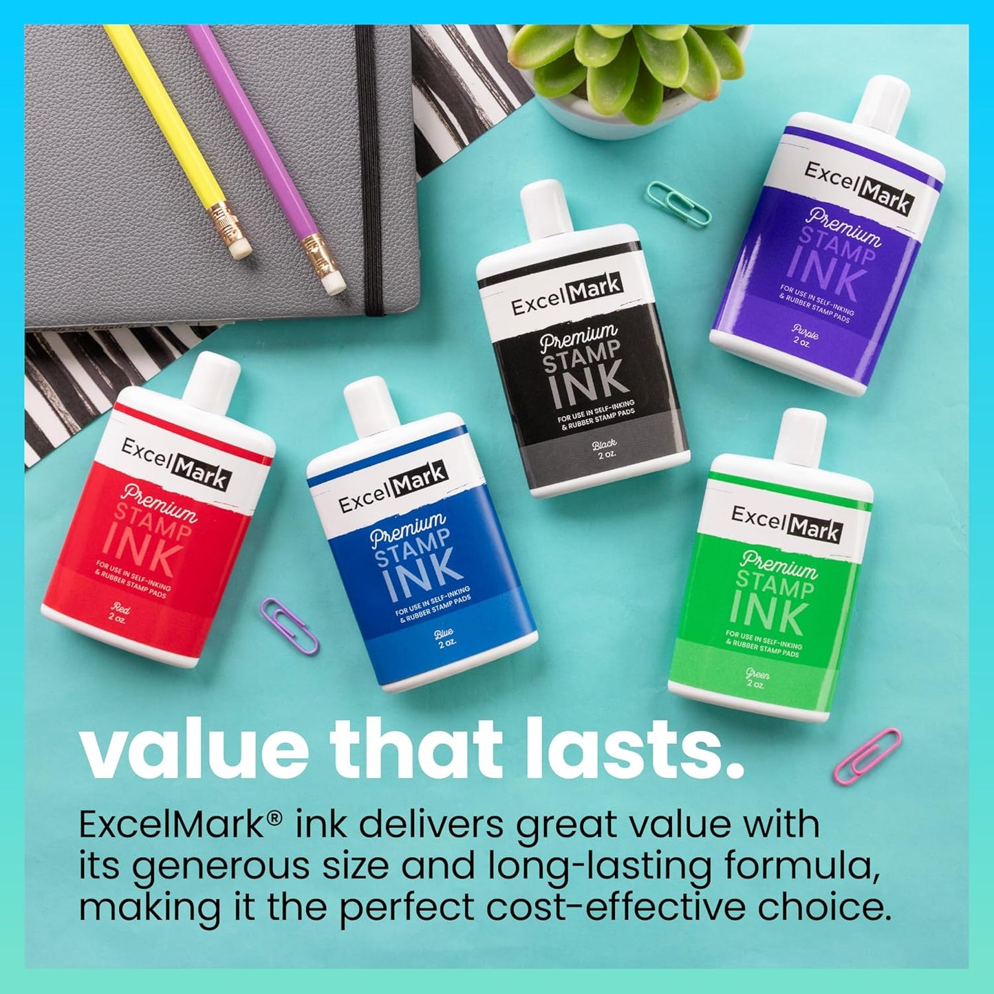 ExcelMark Self Inking Stamp Refill Ink - 2 oz. - Red Ink