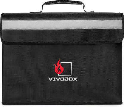 Fireproof Document Bag - Large (17" x 12" x 6") Fireproof Waterproof Storage for Binders, Legal Size Documents and Valuables, Heavy Duty Lightweight Briefcase for Home or Office