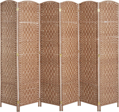 NicBex Room Divider 6 Panel Room Dividers with Woven Rattan Design Partition Room Dividers and Folding Privacy Screens 6 FT Wall Divider for Office,Room Separation,106.25"W x 0.75"D x 70.75"H, Natural