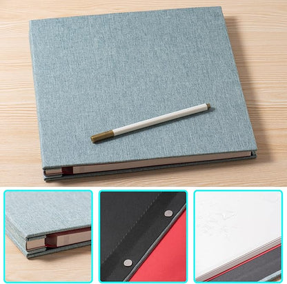 Green Photo Album Self Adhesive Scrapbook Album for 4×6 Photos/Pictures DIY Linen Cover Album 15 Sheets/30 Blank Pages for Family Wedding, Birthday, Christmas, Anniversary