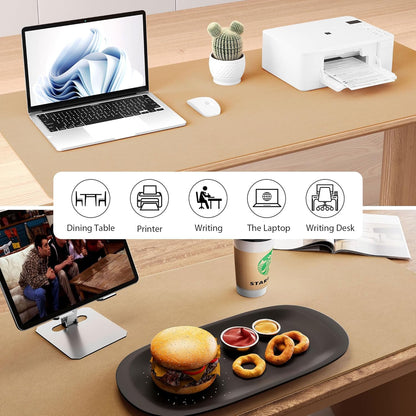 Aothia Dual-Sided Desk Mat - Leather & Cork Desk Protector, Large Mouse Pad & Writing Pad for Office/Home, Waterproof, Apricot (35.4" x 15.7")