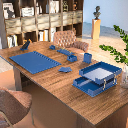 MOOGCO Bonded Set Luxury Leather Desk Pad & Desk Organization Essentials Desk Organizer Leather Desk Organizer