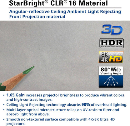 Elite Screens 122" Portable Projector Screen with Stand, Folding Frame, ALR/CLR Ceiling Light Rejecting, Indoor Use, LPS123H-SBCLR16