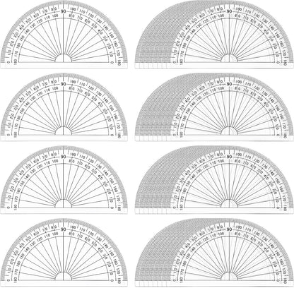 Zonon 100 Pcs 4 Inch Clear Plastic Protractor Bulk Math Protractors Set 180 Degrees Geometry Drafting Tools for Classroom Industry Office Back to School Supplies