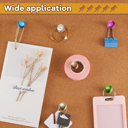 Outus 100 Pcs Giant Push Pins Large Thumb Tacks Plastic Heads 1 Inch Jumbo Push Pins for Cork Board Map Posters Office School(Purplish Red, Gold, Blue, Green, Silver)