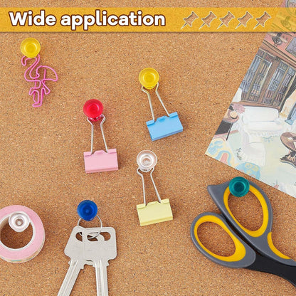 Outus 100 Pcs Giant Push Pins Large Thumb Tacks Plastic Heads 1 Inch Jumbo Push Pins for Cork Board Map Posters Office School(Rose Red, Clear, Dark Blue, Dark Green, Yolk Yellow)