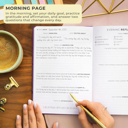 Clever Fox Gratitude Journal – Happiness, Positivity & Affirmation Daily Journal – Inspirational Daily Notebook – 3 Months, A5 (Purple)