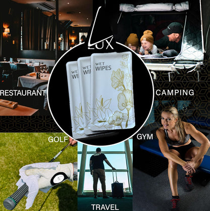 Luxury Wet Wipes, 100 Individually Wrapped Microfiber Textured Non-Scented Personal Hygiene Cleansing Wipes for women and men. Clean and refresh at the gym, camping, outdoors, and sporting events.