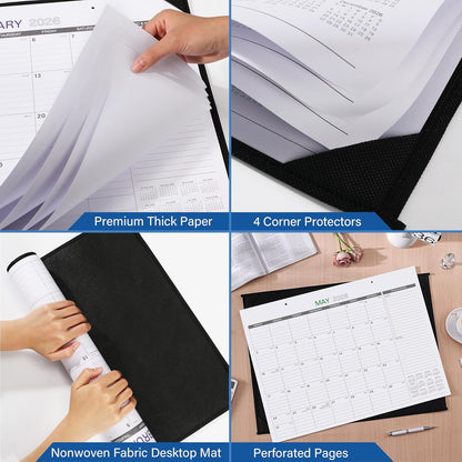 2026 Desk Calendar - Large Desk Calendar 2026, Jan. 2026 – Dec. 2026, 22" x 17", Office Supplies, Corner Protector, Ruled Blocks, 2-in-1
