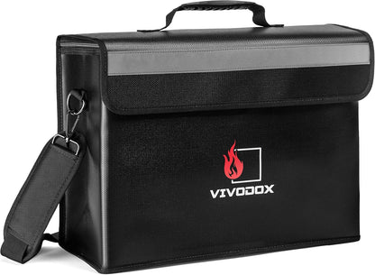 Fireproof Document Bag - Large (17" x 12" x 6") Fireproof Waterproof Storage for Binders, Legal Size Documents and Valuables, Heavy Duty Lightweight Briefcase for Home or Office