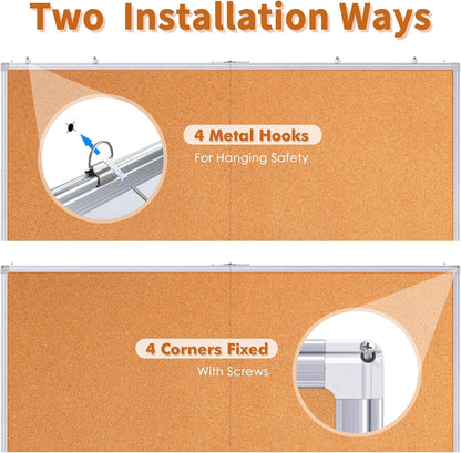 maxtek Large Cork Board 60 x 36 in, Bulletin Board for Walls, 5'x 3' Extra Aluminum Framed Corkboard, Foldable Wall Mounted Back to School Pin Memo Notice Cork Board for Office, Home Wall Display