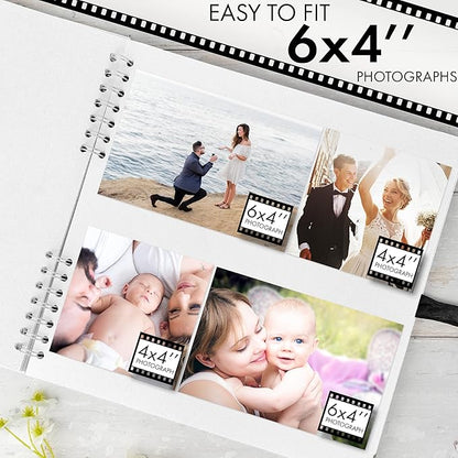 Bstorify Square Scrapbook Photo Albums 80 Pages (28 x 28 cm) White Thick Paper, Hardcover, Metal Corners, Ribbon Closure - Ideal for Your Scrapbooking Albums, Art & Craft Projects