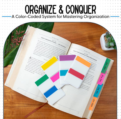 Essex Wares - 320 Pieces - 2-Inch Sticky Index Tabs for File Folders - 8 Colors - 2" x 1.6", 40 Pieces Each - Versatile Sticky Tabs for Notebooks - Repositionable File Tabs - Water-Resistant