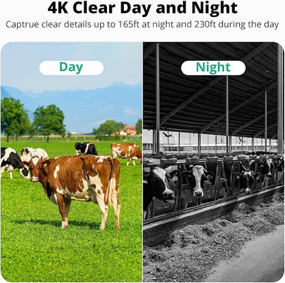 4G LTE Cellular Security Camera Outdoor, 4K 10x Optical Zoom Wireless Solar Camera 12000mAh, No WiFi or WiFi 2 Mode, 360° Pan and Tilt AI Tracking Cam for Remote Monitor with SIM Card and 64GB SD Card
