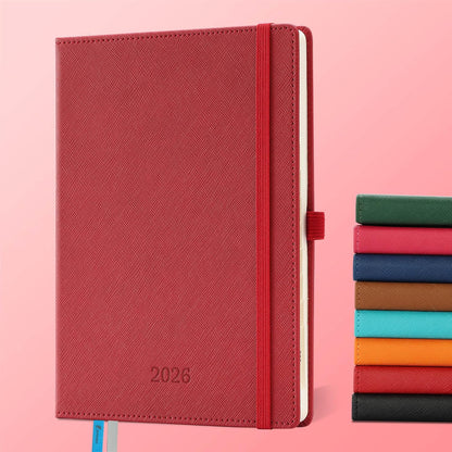 IN-LUXPRO Weekly Monthly 2026 Planner (Jan.26-Dec.26),8.5"x6.5",12 Months Agenda Plan with Month Tabs & Pocket,Expenses/Note Pages, Appointment Book Calendar with Hardcover Vegan Leather Cover,Red