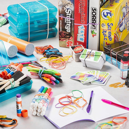 PlasticMill Rubber Bands Assorted Colors - Size 33 (3 1/2" x 1/8") - #33 Colored Rubber Bands Office Supplies - Strong, Elastic Bands for Crafts, Balloon Garland, Cash, File Folders (500-Pack)