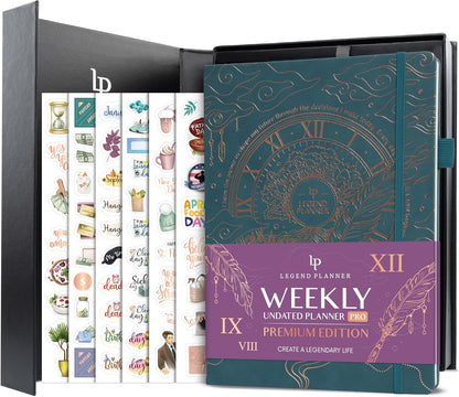 Legend Planner PRO Premium – Large Undated Weekly, Monthly & Budget Planner with Habit Tracker – Life Organizer for Time & Task Management, Goal Setting & Productivity – A4 Size (Dark Teal, New Cover)