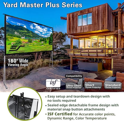Elite Screens Yard Master Plus, 250-INCH 16:9 Height Setting Adjustable Portable Projector Screen, 4K HD Outdoor Indoor Movie Theater Front Projection, US Based Company 2-Year Warranty, OMS250H2PLUS