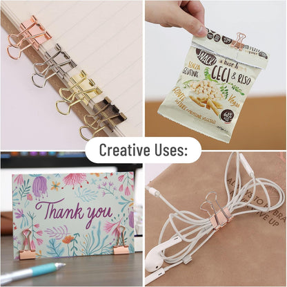 Mr. Pen- Binder Clips, Minirose Gold, 50 Pack, 0.75in Paper Clips