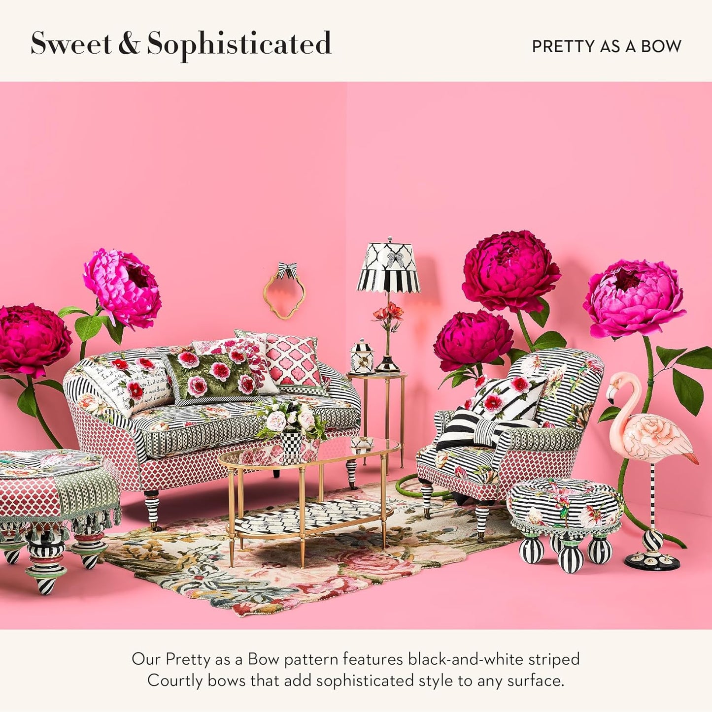 MACKENZIE-CHILDS Desk Clock, Decorative Wood Clock for Kitchen and Living Room, Pretty as a Bow