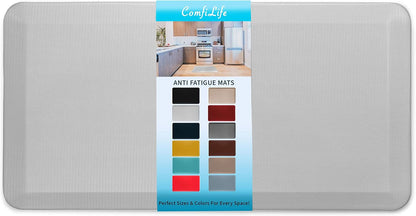 ComfiLife Anti Fatigue Floor Mat – 3/4 Inch Thick Kitchen Mats for Floor, Standing Desk Mat, Kitchen Rug – Comfort at Home, Office – Durable – Stain Resistant – Non-Slip Bottom (24" x 70", Silver)