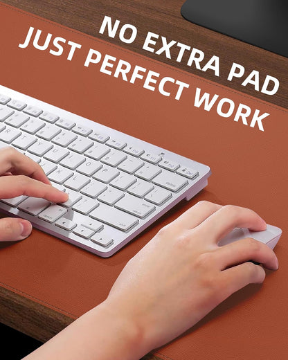 Extra Large Desk Pad Mat - Waterproof Mouse Pad & Desk Protector, Non-Slip XXL PU Leather Gaming Mat for Keyboard/Mouse, Stitched Edge with Ergonomic Support, 55"x24" (Brown)