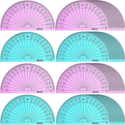 EBOOT 50 Pcs Math Protractors Plastic Protractor 180 Degrees, 4 Inches (Pink,Blue)