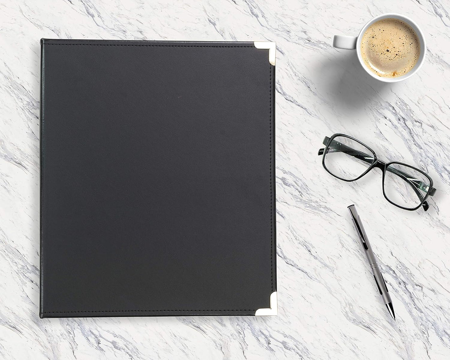 Samsill Classic Collection Leather 3 Ring Binder, Executive Presentation Portfolio, 0.5 Inch (Holds 100 Sheets), Brass Round Ring, Black