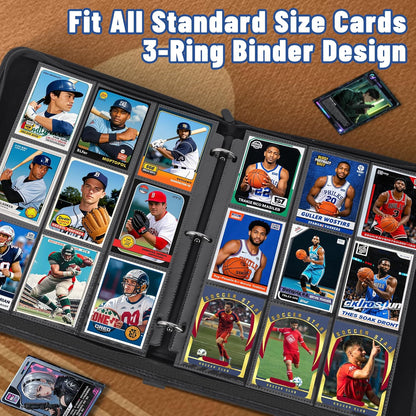 450 Pockets Trading Card Sleeves Binder, Baseball Card Binder Sleeves fit for Game Cards, Standard Size Sports Card, 3 Ring Binder Card Holder Protector