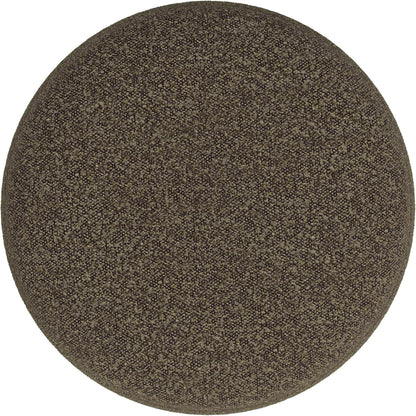 HomePop Upholstered Round Ottoman Home Décor|Foot Rest Ottoman - Dark Brown Boucle