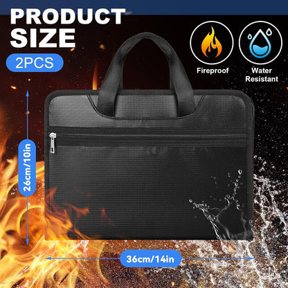 Henoyso 2 Pcs File Organizer Expanding Folder 13 Pockets Fireproof &Waterproof, Organize Receipts,Bills&Important Document Bag with Handle and Zipper Labels for Letter A4 Files,Home Office & School